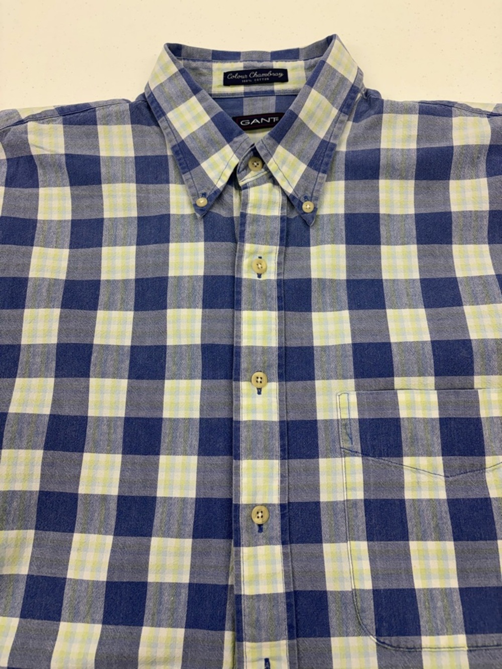 GANT CASUAL SHIRT MEN SIZE LARGE BLUE LT YELLOW & WHITE STRIPE
FRONT POCKET
